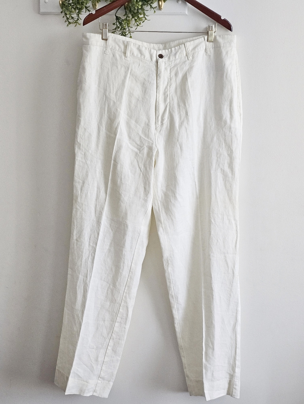 Caribbean Joe 100% Linen White Pants Men’s Size 36 Tropical Resort